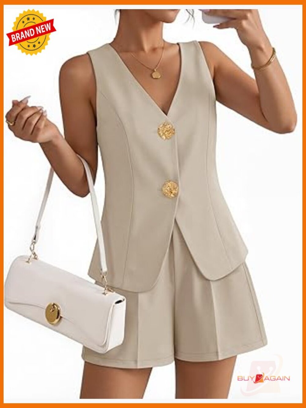 Women's 2 Piece Short Set Vest Top & Shorts Business Casual Outfit